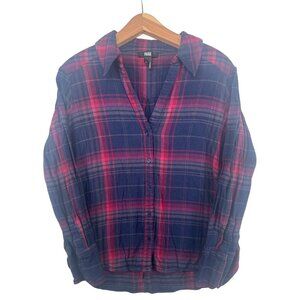 Paige Womens Top Sz M Red Flannel Button Shirt Soft Cozy Comfy Outdoorsy Classic